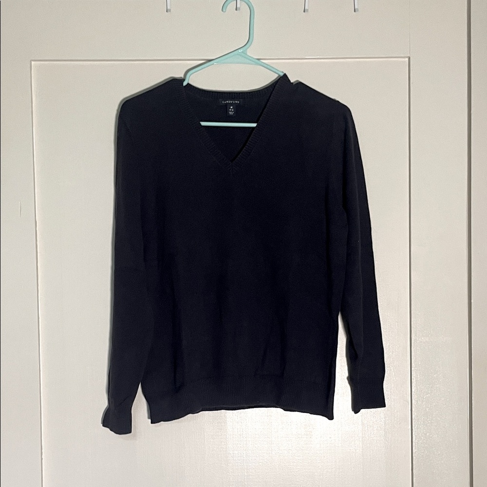 Lands' End Men's Black V-Neck Pullover Sweater